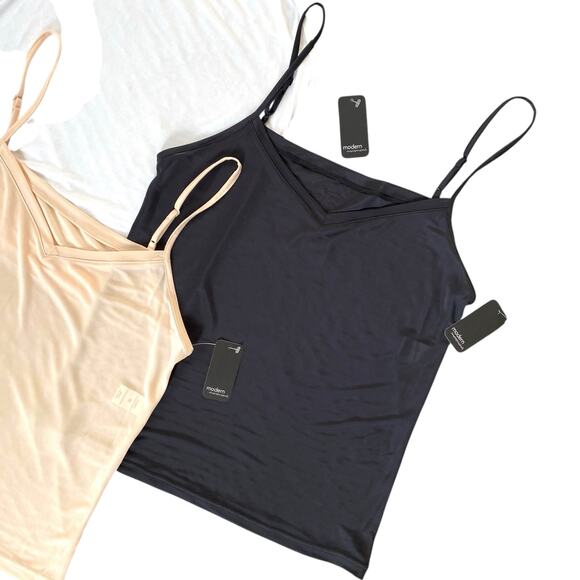 3pc Modern Movement Cool Touch Camisole Sz M Black Nude White V Neck Adj Straps - Picture 3 of 7